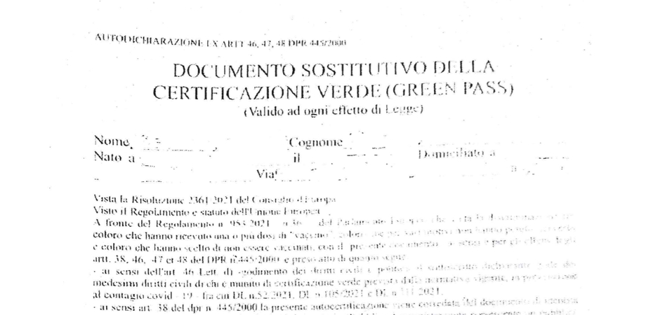 La questura di Caltanissetta ai cittadini: "Circola in rete documento sostitutivo del green pass. Non è valido"