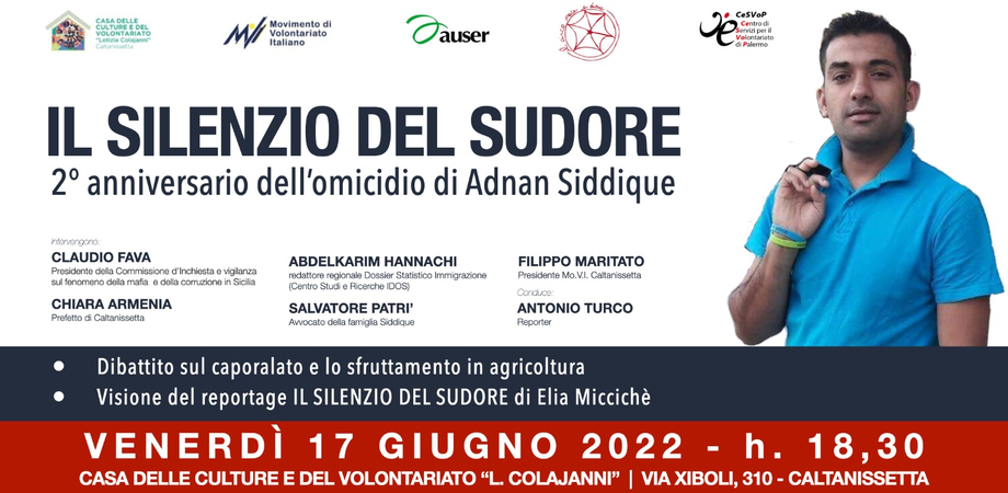 Il silenzio del sudore: venerdì 17 a Caltanissetta conferenza sul caporalato nel secondo anniversario della morte di Adnan Siddique